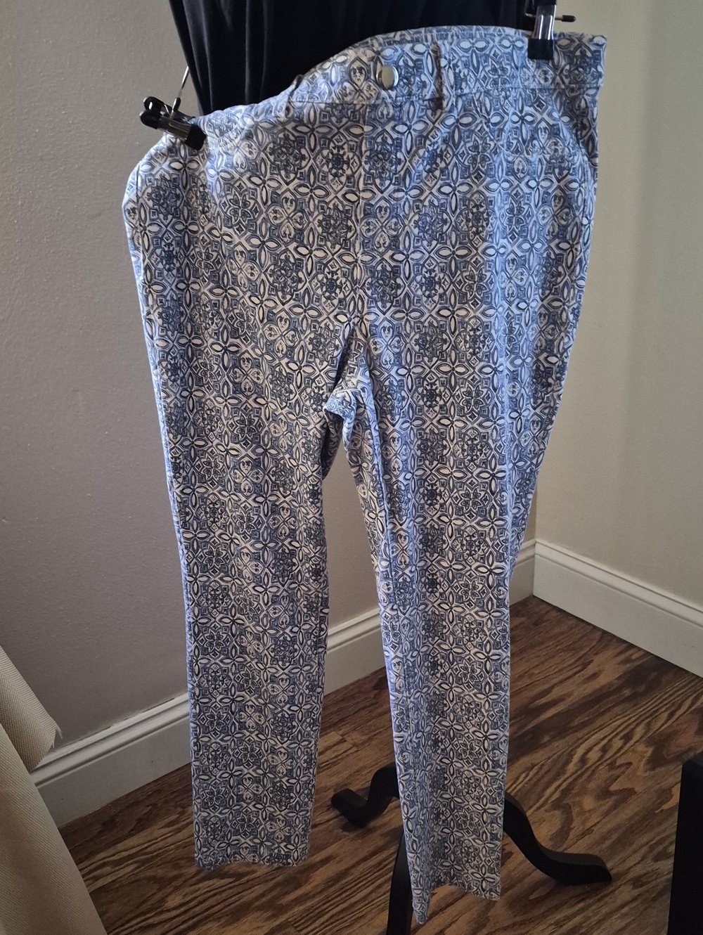 Rafaella Blue Patterned Stretch Chinos